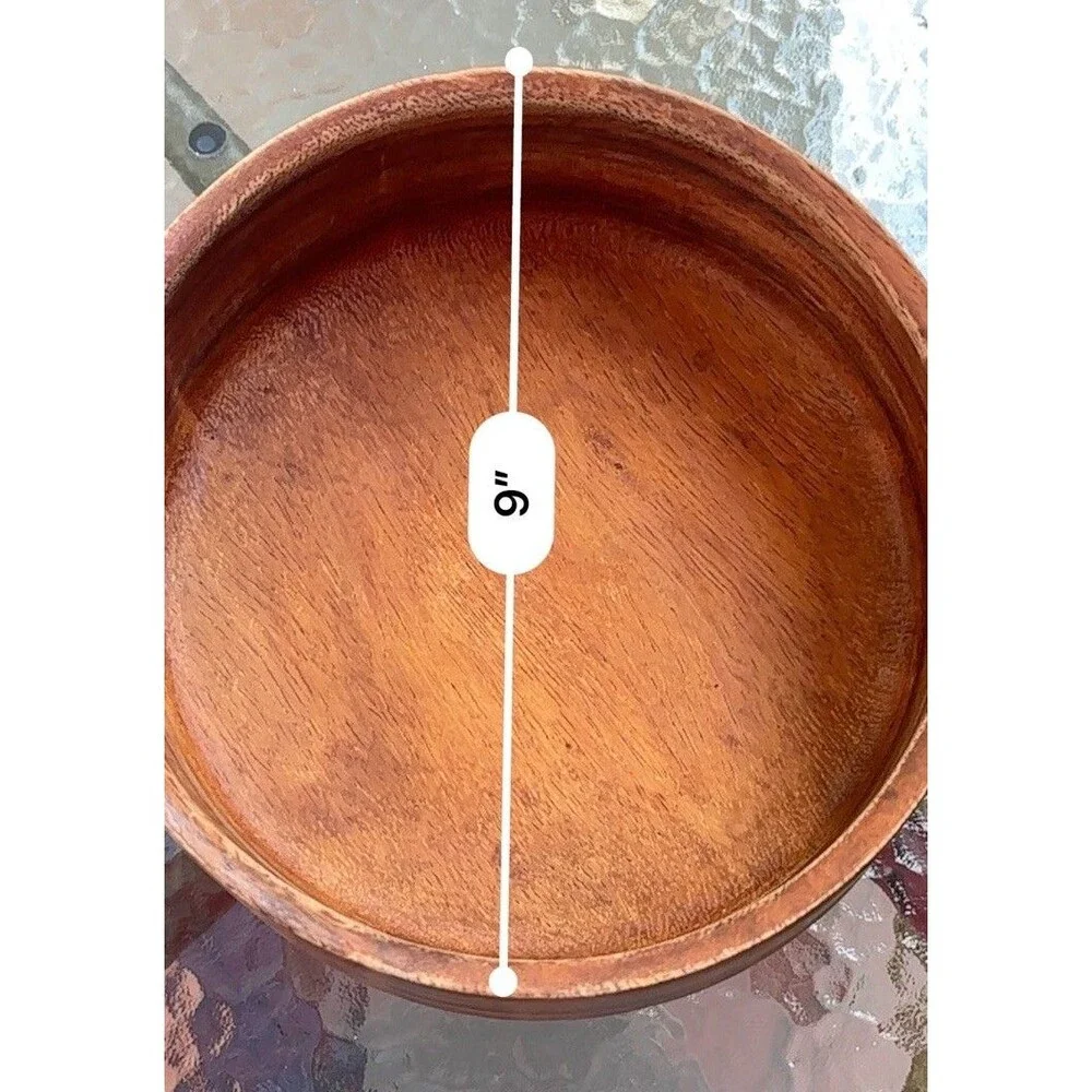Vintage Mid-Century Modern Hand-Turned Wooden Family Salad Bowl 9”